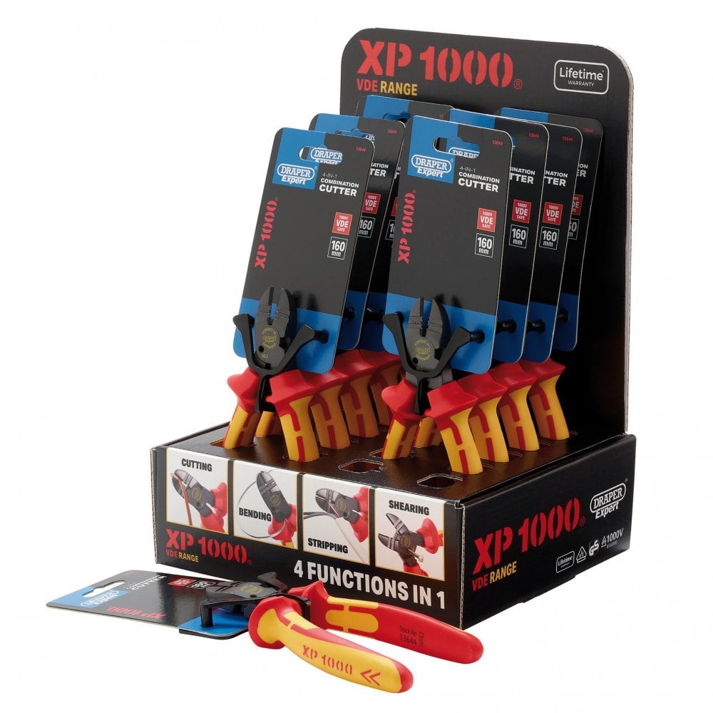 XP1000 Counter Top Display of VDE 160mm 4-in-1 Combination Cutters (10 Piece) : Model No. XP1000/4-1/NT10
