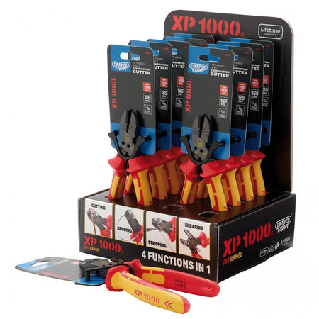 XP1000 Counter Top Display of VDE 180mm 4-in-1 Tethered Combination Cutters (10 Piece) : Model No. XP1000/4-1/10PC