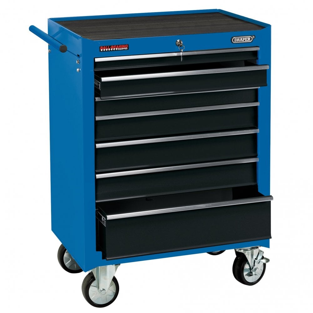 Roller Tool Cabinet, 7 Drawer, 26", Blue : Model No. RC7D