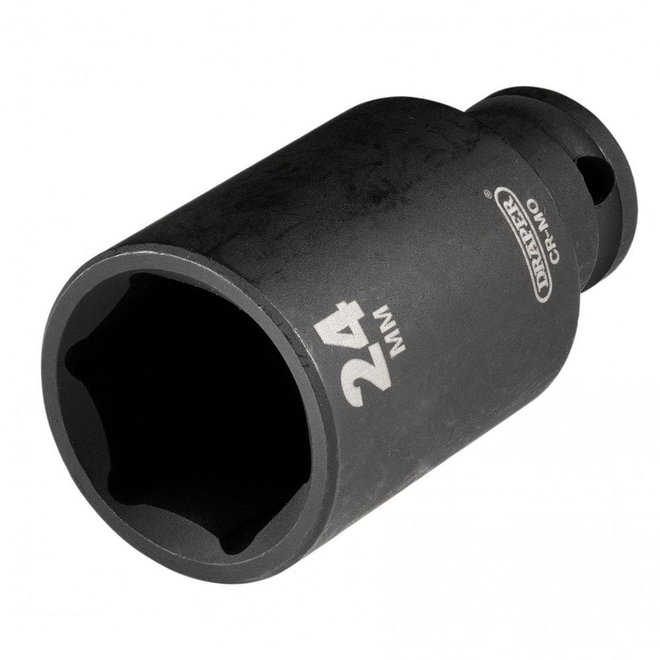 Draper HI-TORQ Metric Deep Impact Socket, 3/8" Sq. Dr., 24mm : Model No. 409D-MM