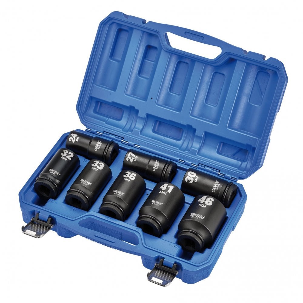 Draper HI-TORQ Metric Deep Impact Socket Set, 3/4" Sq. Dr. (8 Piece) : Model No. 419D/8/MM