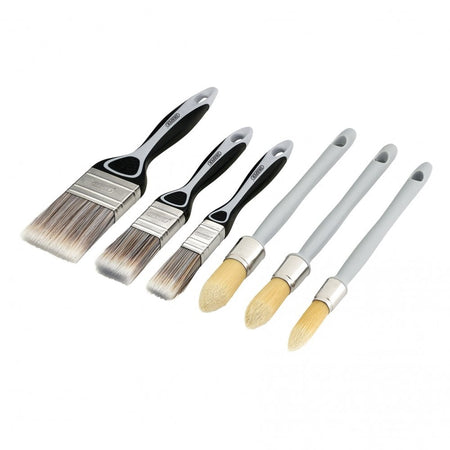 Flat and Round Sash Paint Brush Set (6 Piece) : Model No. PB-F/RS-6PC