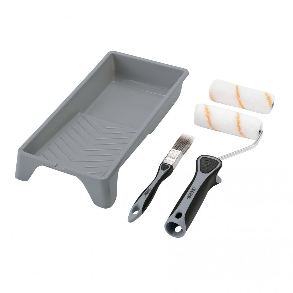 Medium Pile Polyester Paint Roller and Brush Set with Soft Grip (5 Piece) : Model No. ROLL-SET-4PM