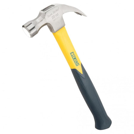 Estwing EMRF20C Sure Strike Curved Claw Hammer with Fibreglass Handle, 20oz/567g : Model No. EMRF20C