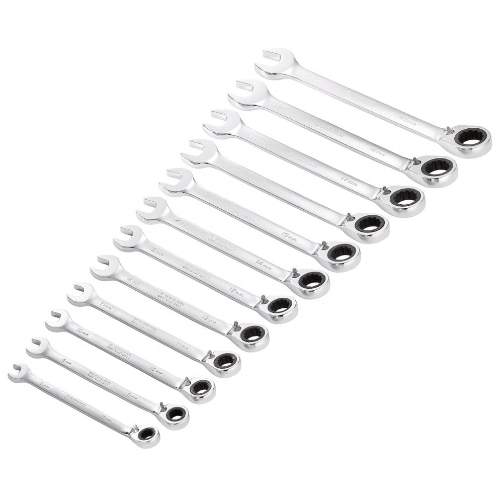 Draper HI-TORQ Metric Reversible Ratchet Combination Spanner Set (12 Piece) : Model No. 8230RMM/12