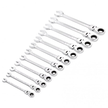 Draper HI-TORQ Metric Flexible Head Ratchet Combination Spanner Set (12 Piece) : Model No. 8230FMM/12