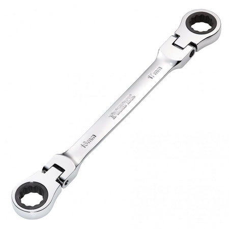 Draper HI-TORQ Metric Flexible Head Double Ring Ratchet Spanner, 16 x 17mm : Model No. 8231FBSMM