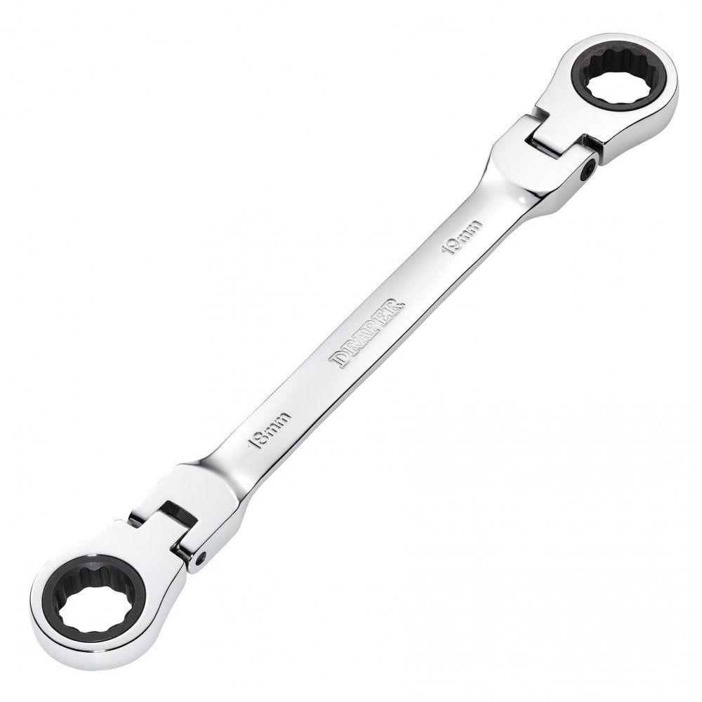 Draper HI-TORQ Metric Flexible Head Double Ring Ratchet Spanner, 18 x 19mm : Model No. 8231FBSMM