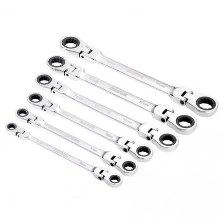 Draper HI-TORQ Metric Flexible Head Double Ring Ratchet Spanner Set (6 Piece) : Model No. 8231FBSMM/6