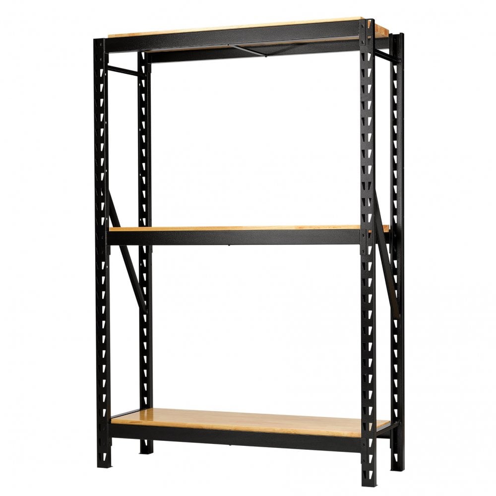 BUNKER 14 Piece Modular 3 Tier Racking with Hardwood Shelving, 1500mm : Model No. MS400-54-14PC W