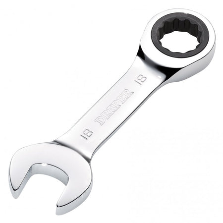 Draper HI-TORQ Metric Stubby Ratchet Combination Spanner, 18mm : Model No. 8230MMS