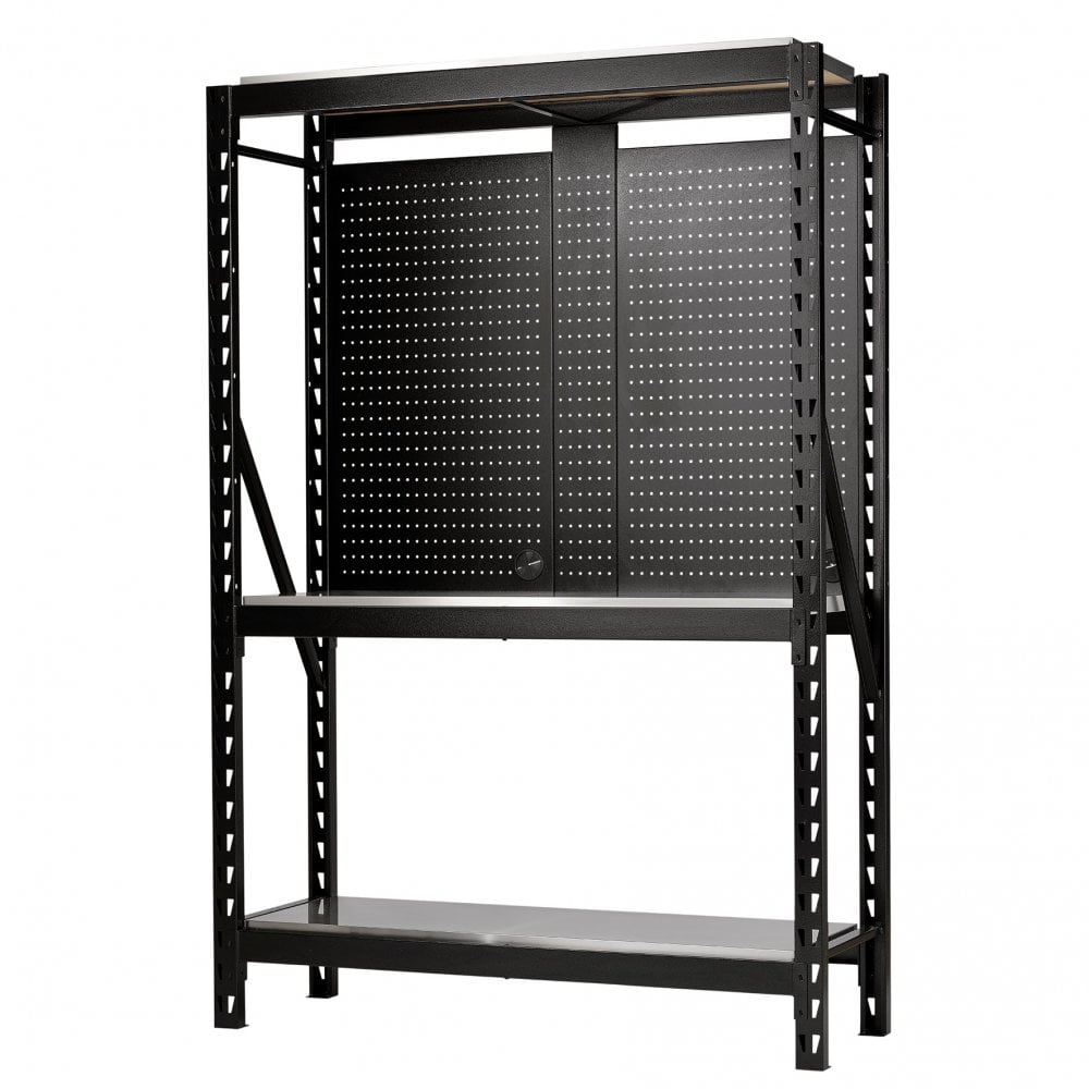 BUNKER 17 Piece Modular 3 Tier Racking with Stainless Steel Shelving and Pegboards, 1500mm : Model No. MS400-54-17PC S