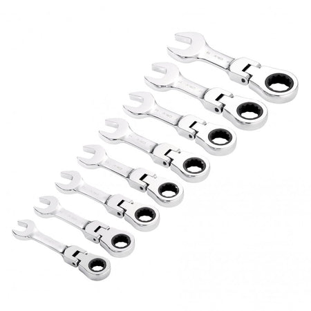 Draper HI-TORQ Metric Stubby Flexible Head Ratchet Combination Spanner Set (8 Piece) : Model No. 8230FMMBS/8