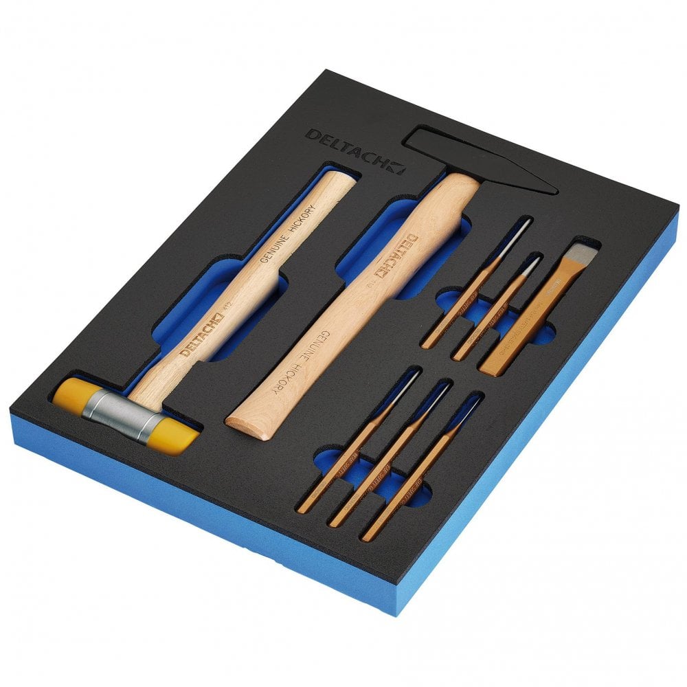 BUNKER Hammer and Pin Punch Set in EVA Foam Inlay (8 Piece) : Model No. DELTACH-561023