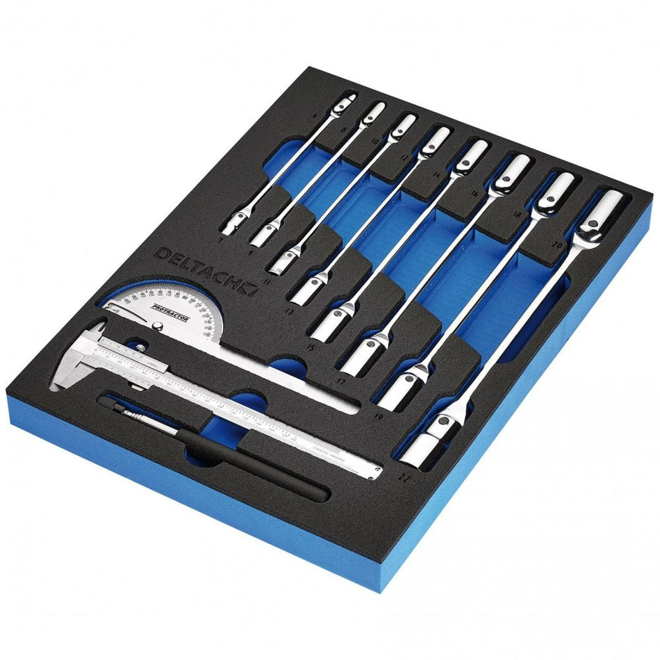 BUNKER Knee Wrench, Measuring and Pick-up Set in EVA Foam Inlay (10 Piece) : Model No. DELTACH-561024