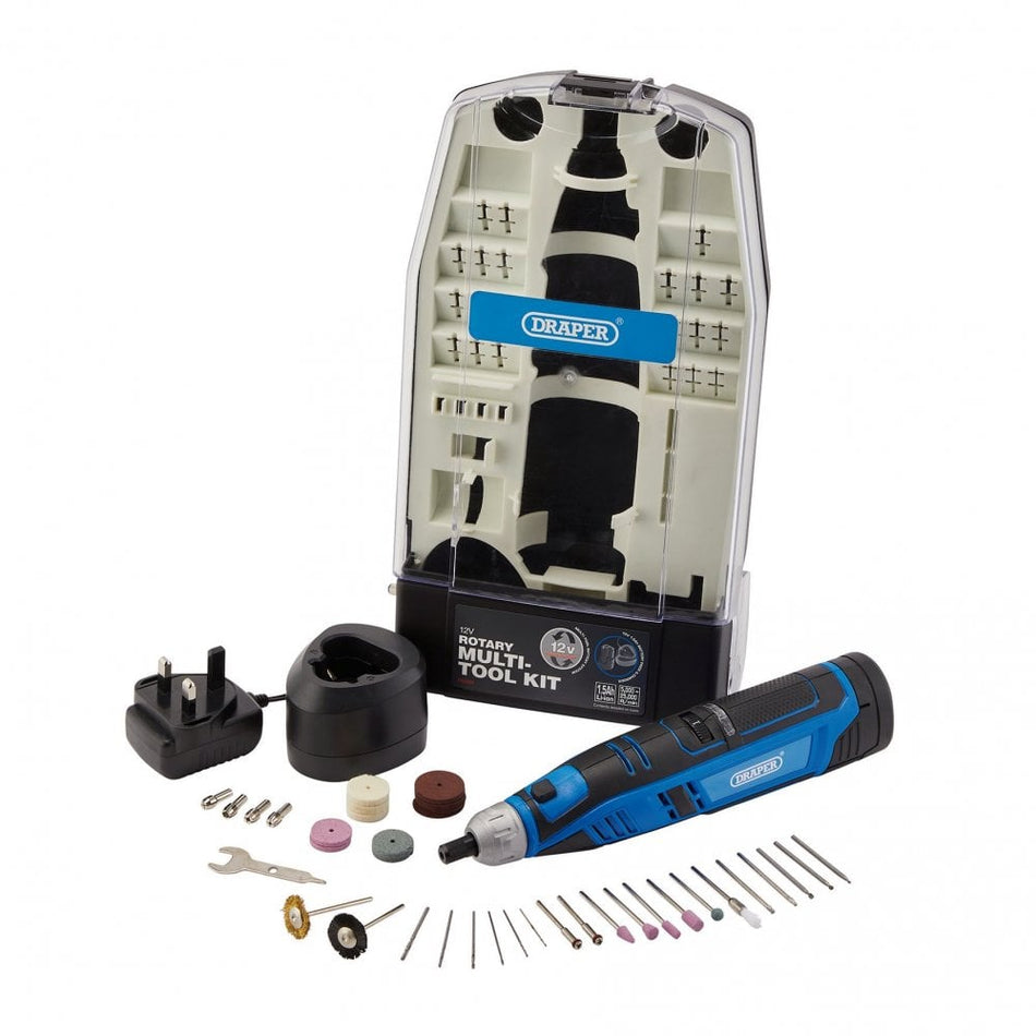 12V Rotary Multi-Tool Kit, 1 x 1.5Ah Battery, 1 x Fast Charger (50 Piece) : Model No. CMG12VD