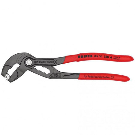KNIPEX 85 51 180 A SB Spring Hose Clamp Pliers with non-slip plastic coating grey atramentized, 180mm : Model No. 85 51 180 A SB