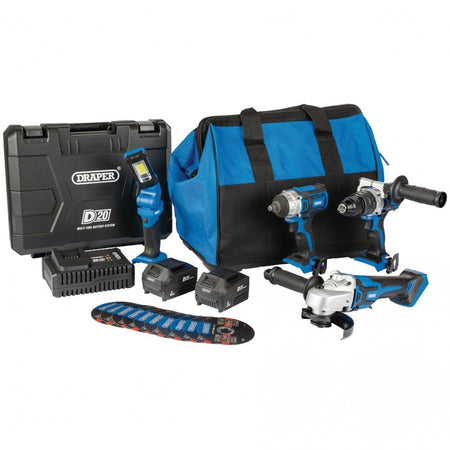 D20 20V Workshop Kit, 1 x 3.0Ah Battery, 1 x 4.0Ah Battery, 1 x Fast Charger (19 Piece) : Model No. PTK7/D20