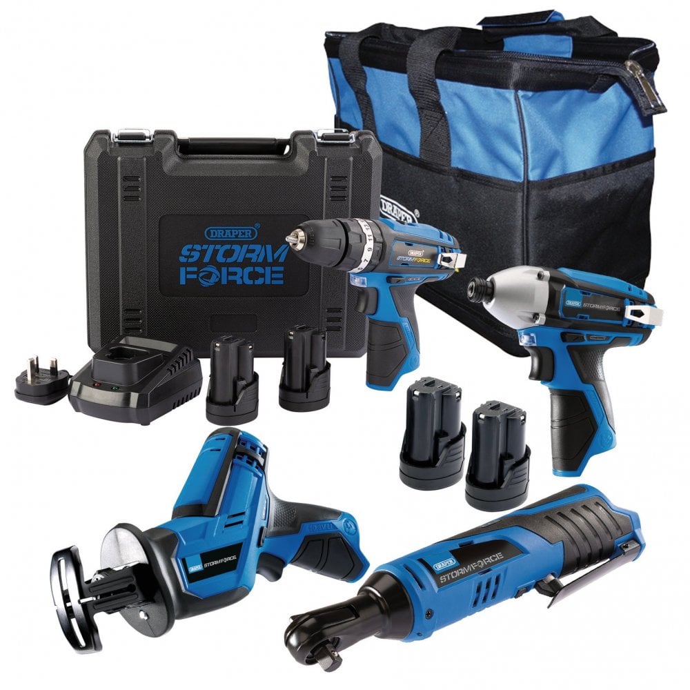 12V Drill, Drive and Cut Interchange Kit, 4 x 1.5Ah Li-ion Batteries, 1 x Fast Charger and 1 x Tool Bag : Model No. PTK12V4+4