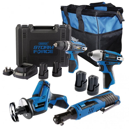 12V Drill, Drive and Cut Interchange Kit, 4 x 1.5Ah Li-ion Batteries, 1 x Fast Charger and 1 x Tool Bag : Model No. PTK12V4+4