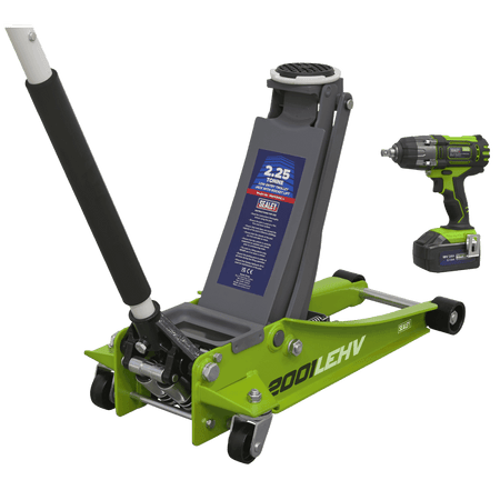 Trolley Jack & Cordless Impact Wrench Combo - Green Model No- 2001LEHVCOMBO