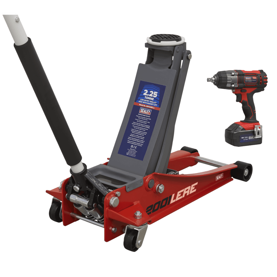 Trolley Jack & Cordless Impact Wrench Combo - Red Model No- 2001LERECOMBO
