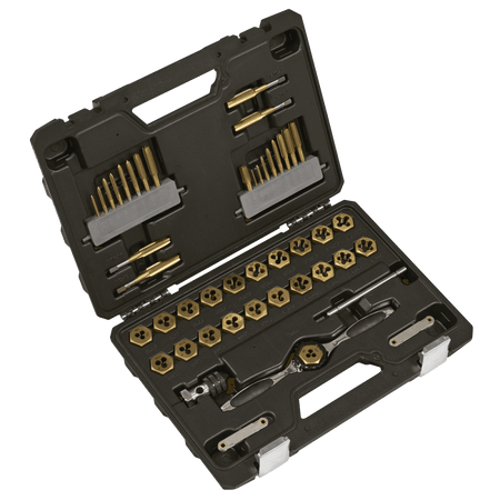 Premier Metric & Imperial Titanium Coated Hexagonal Tap & Die Set 46pc Model No- AK3046