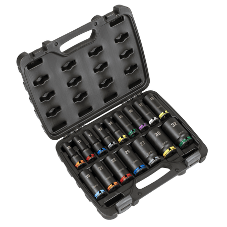 Lock-On Deep Impact Socket Set 1/2"Sq Drive 16pc Model No- AK58170M