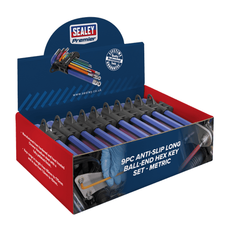Premier Long Colour-Coded Ball-End Hex Key Set 9pc - Display Box of 10 Model No- AK7190DB