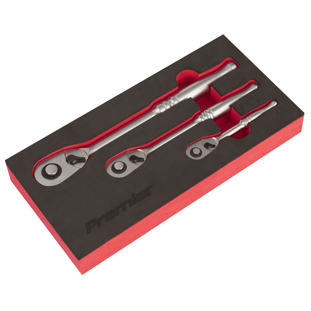 Premier Platinum Pear-Head Ratchet Wrench Set with Flip Reverse 3pc Model No- AK7933