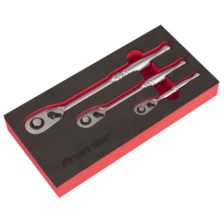 Premier Platinum Pear-Head Ratchet Wrench Set with Flip Reverse 3pc Model No- AK7933