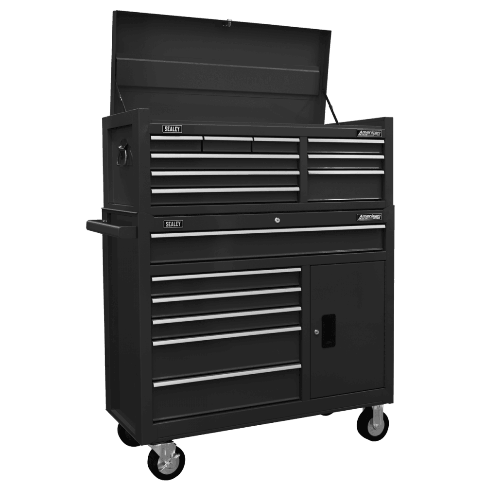 American PRO® Topchest & Rollcab Combination 15 Drawer - Black : Model No- AP41STACKB