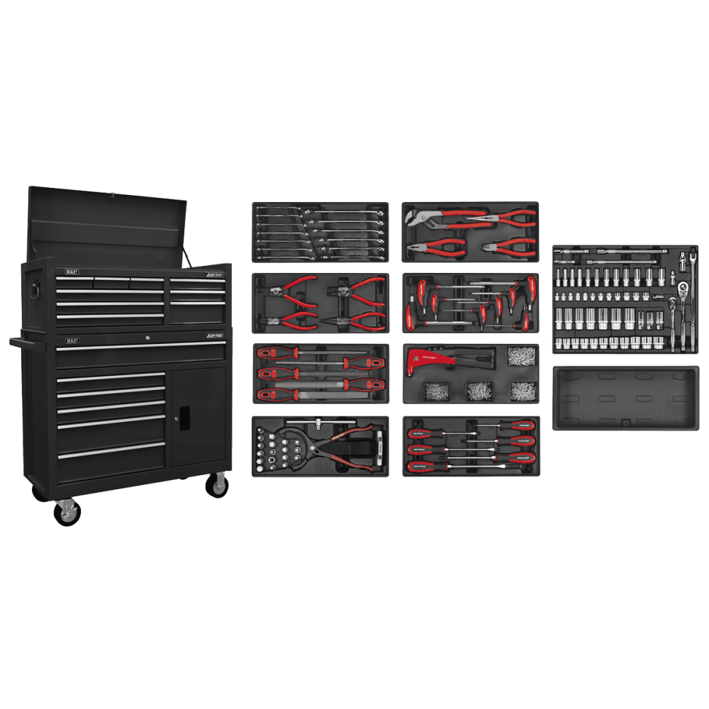 American PRO Tool Chest Combination with 117pc Tool Kit - Black Model No- AP41STACKBCOMBO