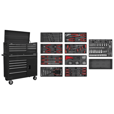 American PRO Tool Chest Combination with 117pc Tool Kit - Black Model No- AP41STACKBCOMBO