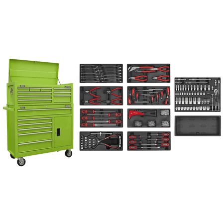 American PRO Tool Chest Combination with 117pc Tool Kit - Green Model No- AP41STACKHVCOMBO