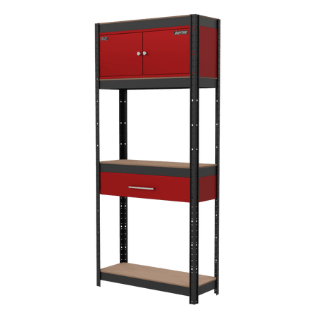Shelving Unit 4-Tier with Cupboard & Drawer Model No- AP830R