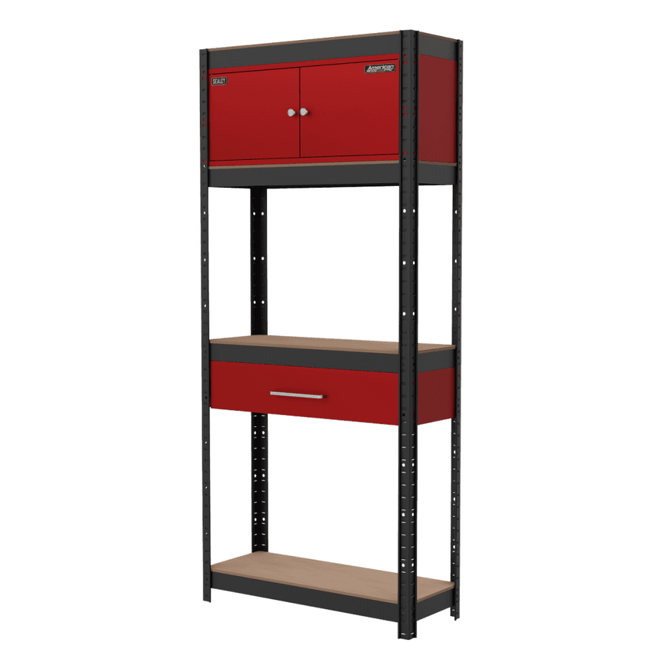 Shelving Unit 4-Tier with Cupboard & Drawer Model No- AP830R