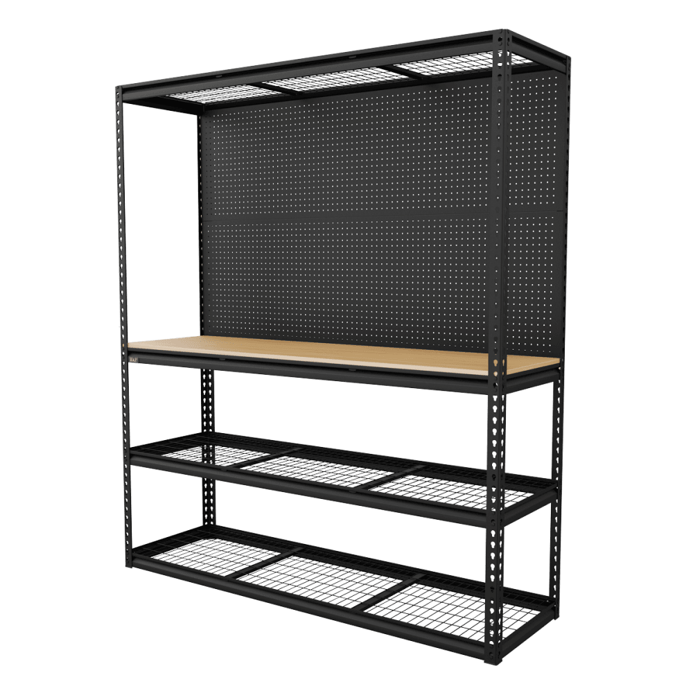 Heavy-Duty Modular Workbench with Racking & Pegboard 1820mm 300kg Capacity Per Level Model No- APMWB1