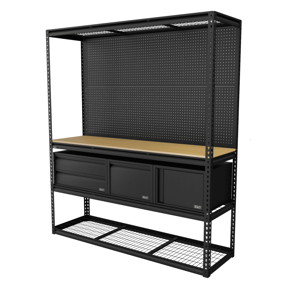 Heavy-Duty Modular Workbench & Racking Kit with 3 Storage Units Model No- APMWBCOMBO1