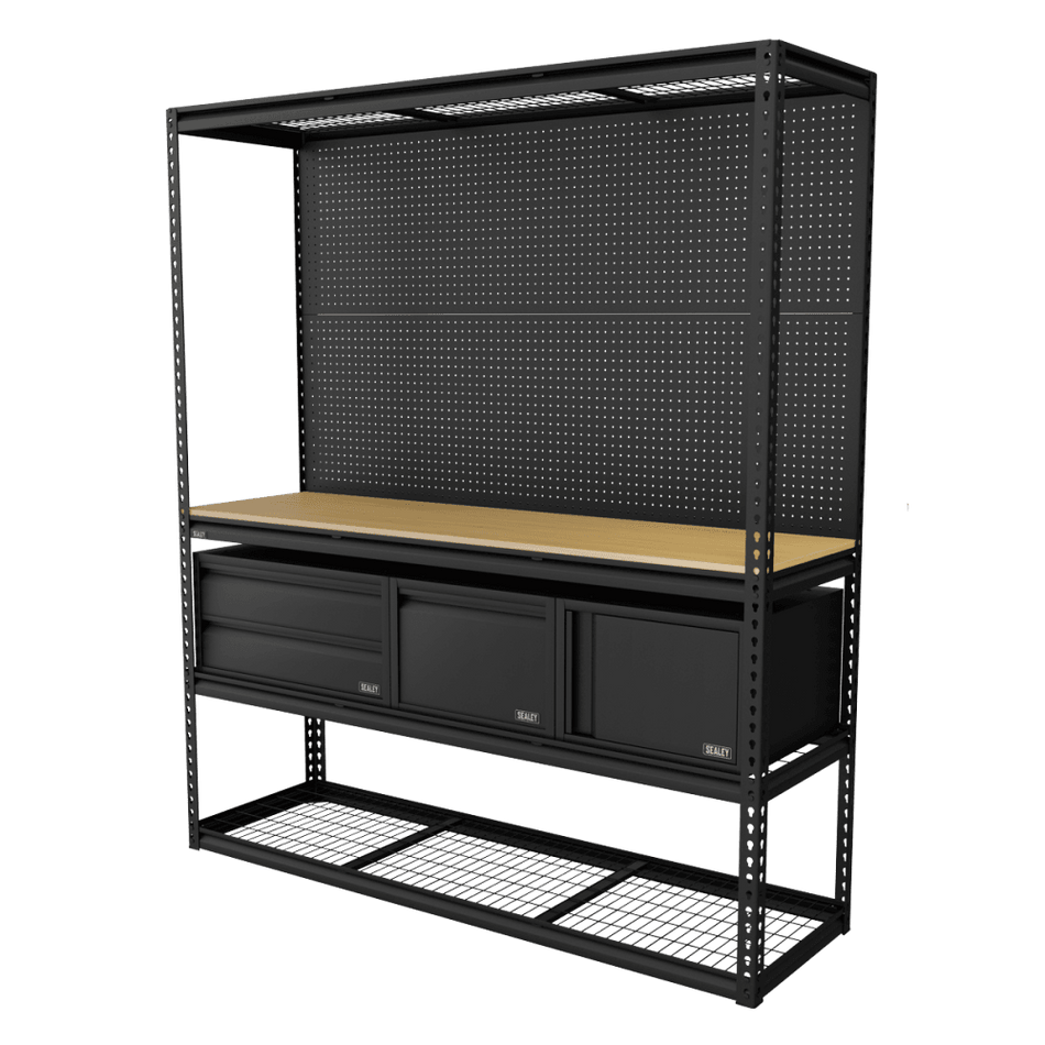 Heavy-Duty Modular Workbench & Racking Kit with 3 Storage Units Model No- APMWBCOMBO1