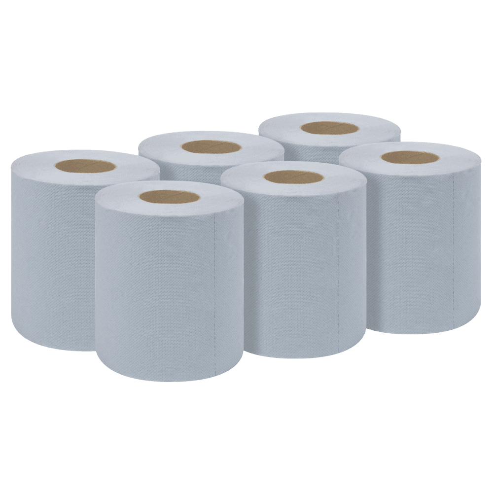 2-Ply Embossed Blue Paper Roll 60m - Pack of 6 Model No- BLU60