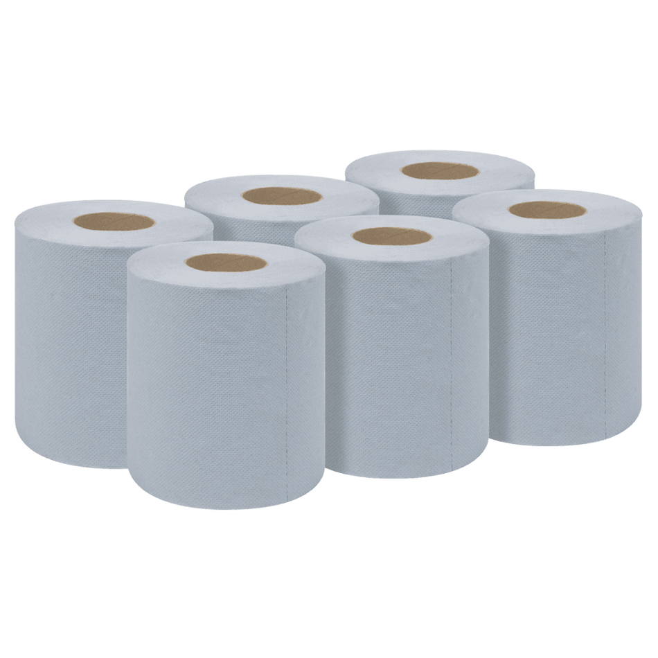 2-Ply Embossed Blue Paper Roll 60m - Pack of 6 Model No- BLU60