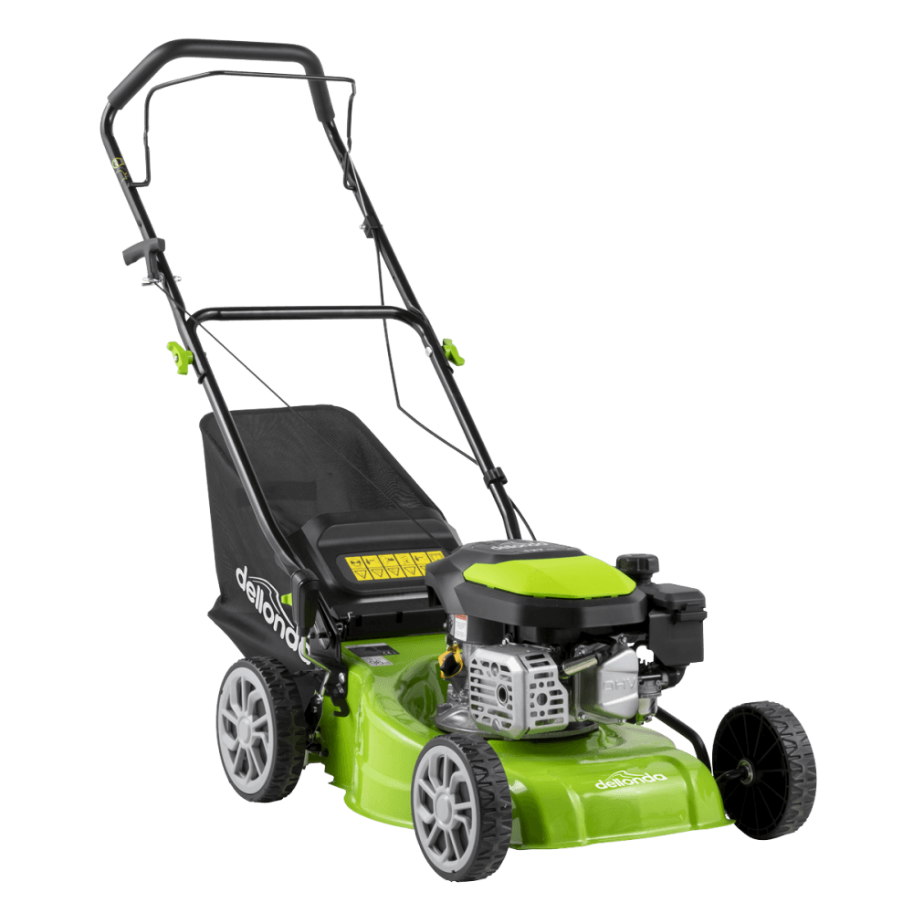 Dellonda Hand-Propelled Petrol Lawnmower Grass Cutter, 127cc 16"/41cm 4-Stroke Model No- DG100