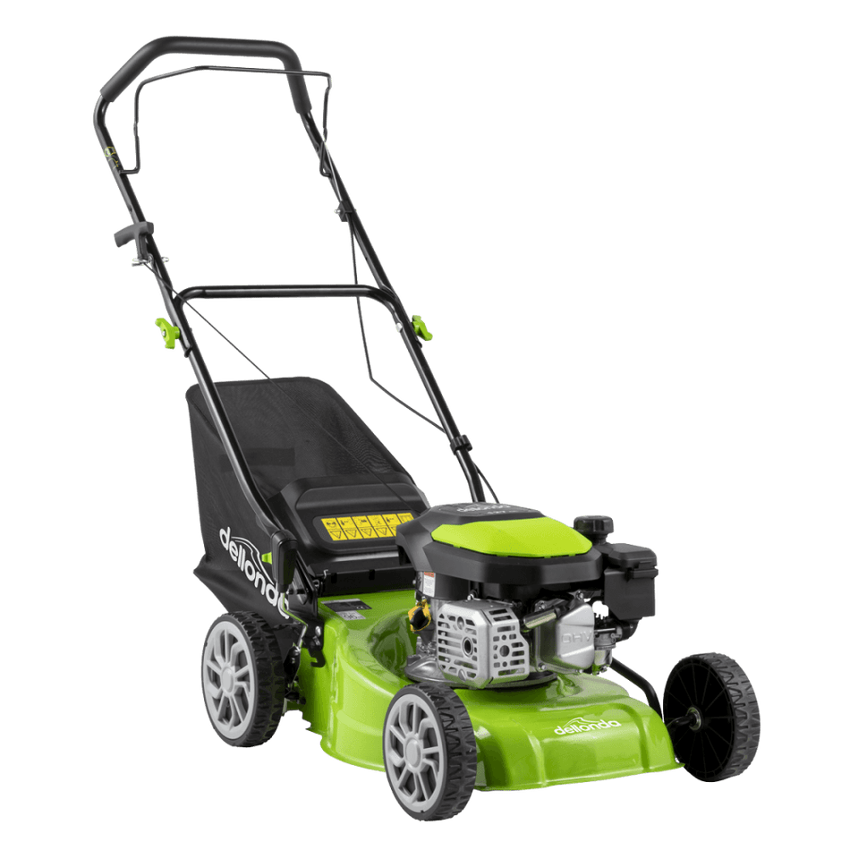 Dellonda Hand-Propelled Petrol Lawnmower Grass Cutter, 127cc 16"/41cm 4-Stroke Model No- DG100