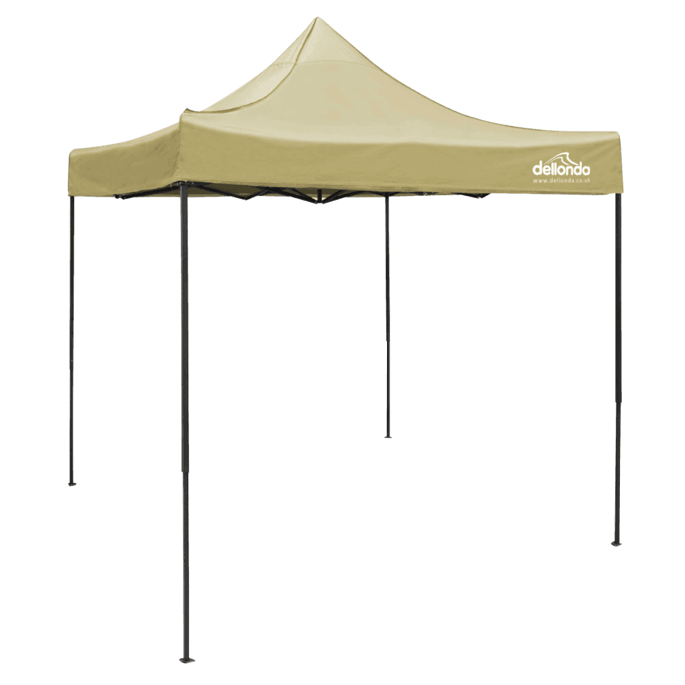Dellonda Premium 2x2m Pop-Up Gazebo, Heavy Duty, PVC Coated, Water Resistant Fabric, Supplied with Carry Bag, Rope, Stakes & Weight Bags - Beige Canopy Model No- DG126