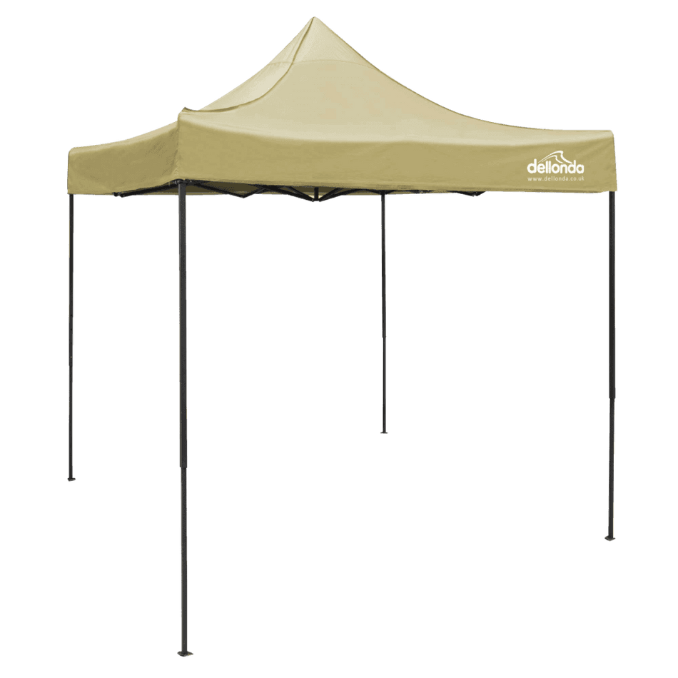 Dellonda Premium 2x2m Pop-Up Gazebo, Heavy Duty, PVC Coated, Water Resistant Fabric, Supplied with Carry Bag, Rope, Stakes & Weight Bags - Beige Canopy Model No- DG126