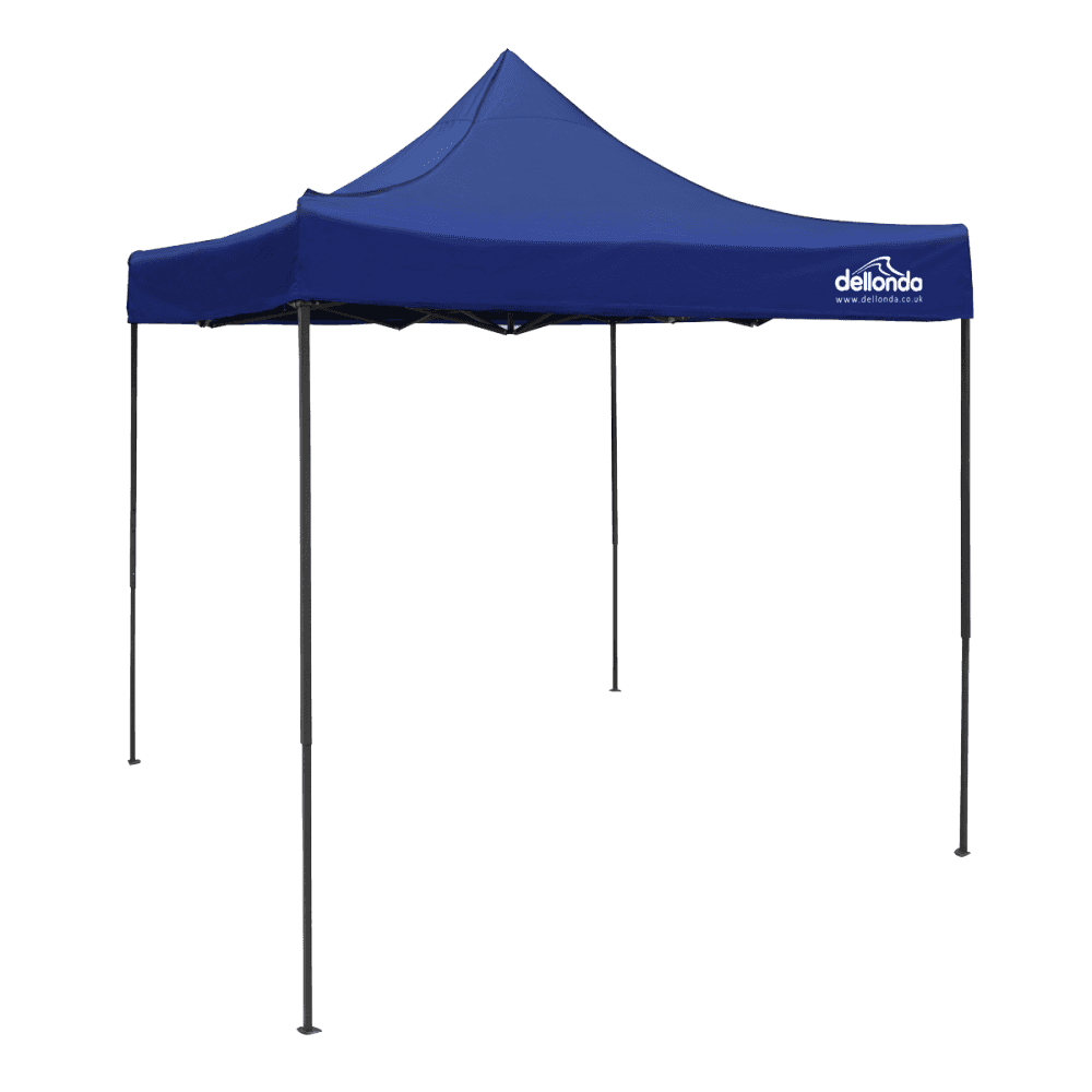 Dellonda Premium 2x2m Pop-Up Gazebo, Heavy Duty, PVC Coated, Water Resistant Fabric, Supplied with Carry Bag, Rope, Stakes & Weight Bags - Blue Canopy Model No- DG127