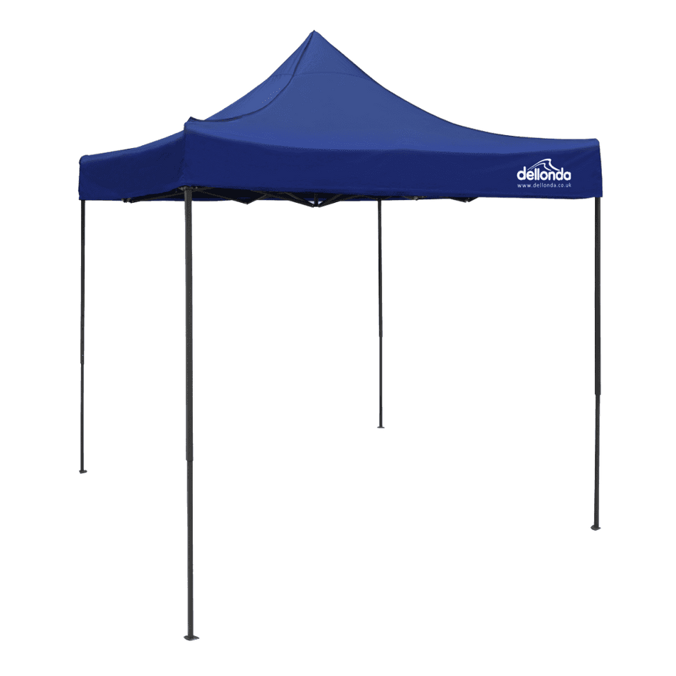 Dellonda Premium 2x2m Pop-Up Gazebo, Heavy Duty, PVC Coated, Water Resistant Fabric, Supplied with Carry Bag, Rope, Stakes & Weight Bags - Blue Canopy Model No- DG127