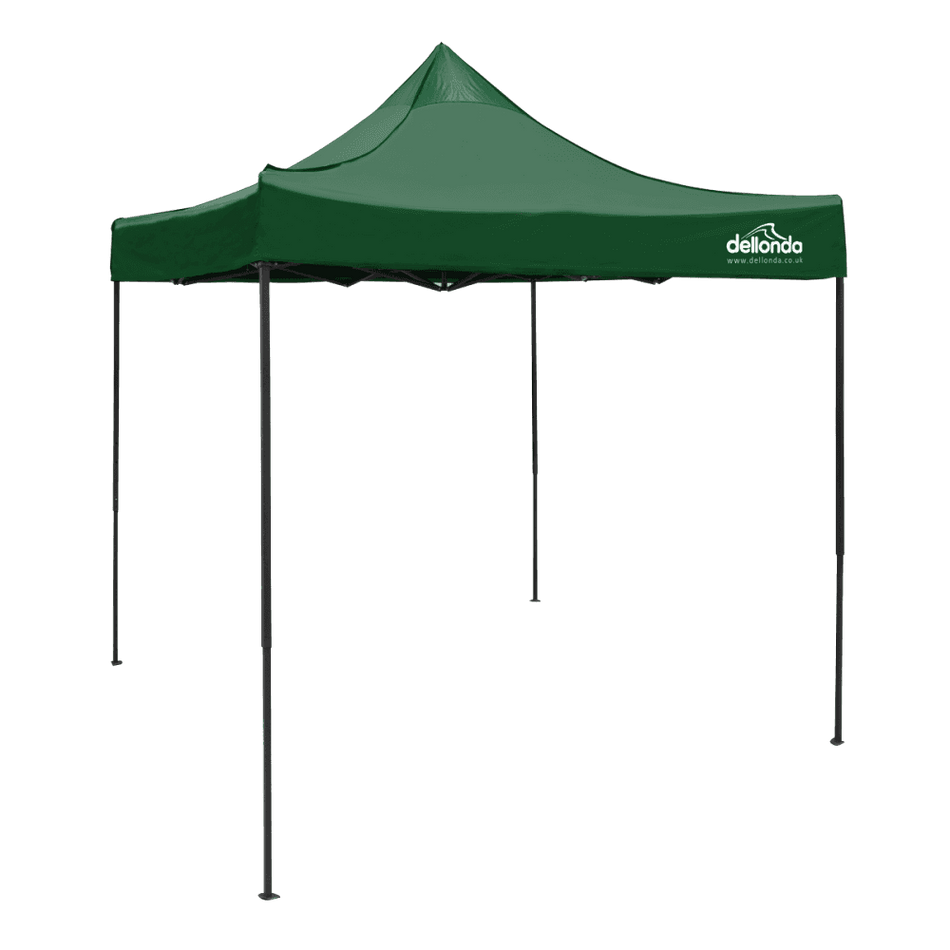 Dellonda Premium 2x2m Pop-Up Gazebo, Heavy Duty, PVC Coated, Water Resistant Fabric, Supplied with Carry Bag, Rope, Stakes & Weight Bags - Dark Green Canopy Model No- DG128