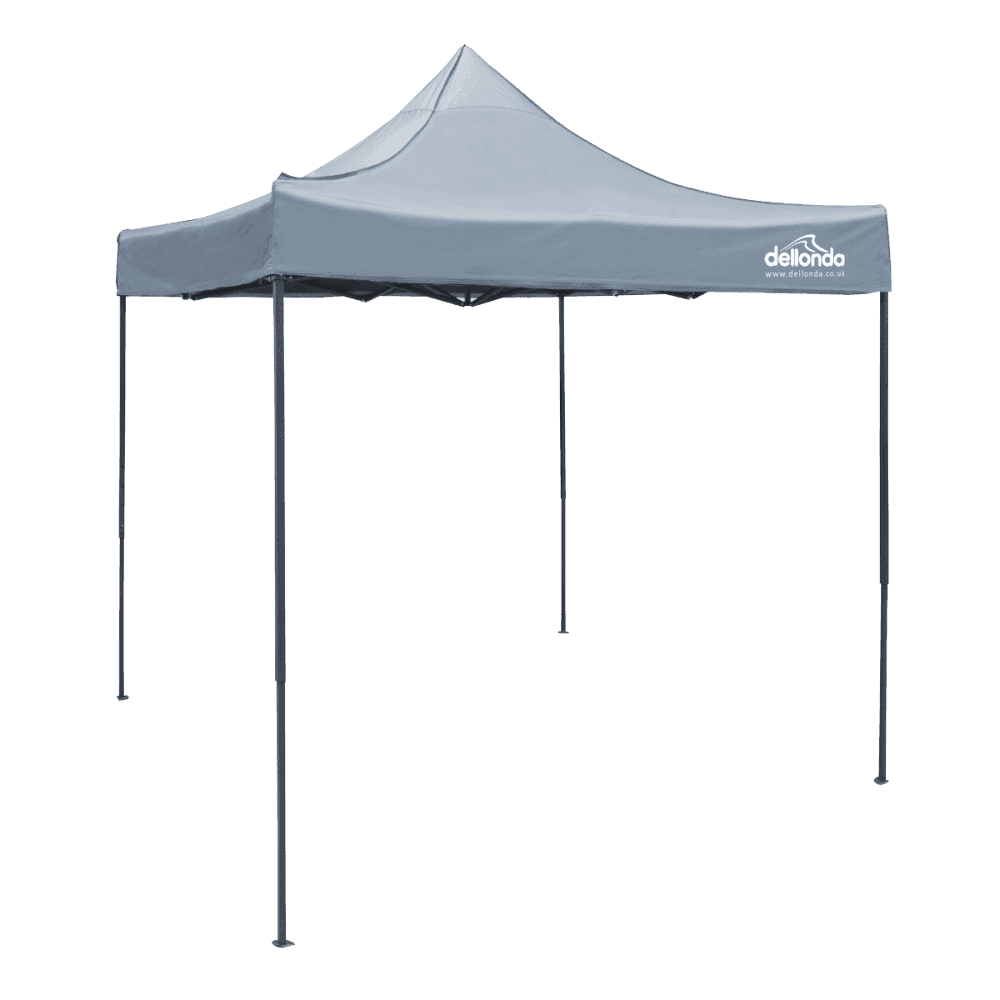 Dellonda Premium 2 x 2m Pop-Up Gazebo, Heavy Duty, PVC Coated, Water-Resistant Fabric, Supplied with Carry Bag, Rope, Stakes & Weight Bags - Grey Canopy : Model No- DG129